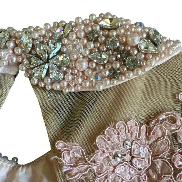 Sherri Hill Pink Blush Tulle Dress Prom Homecoming Pageant Size 4 Beaded Short - Picture 7 of 10